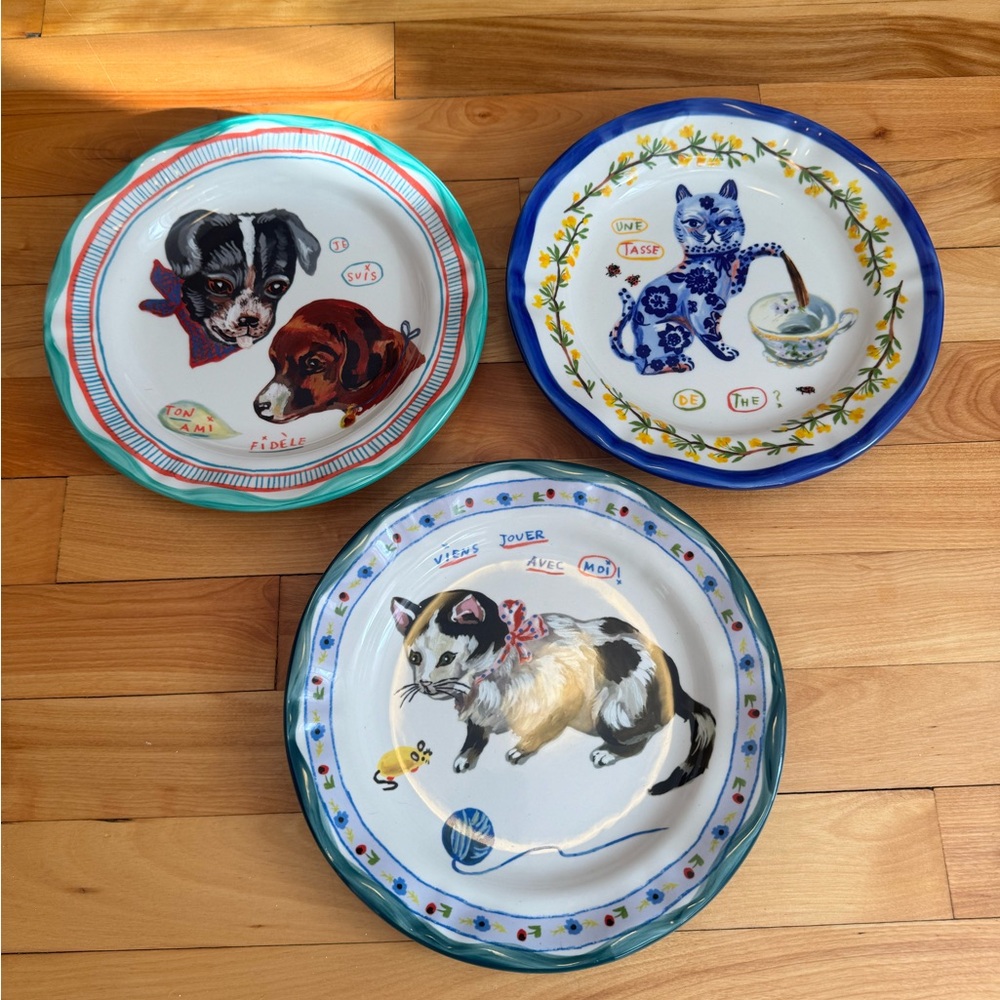 Set of Three Nathalie Lete Animal Decorative Plates